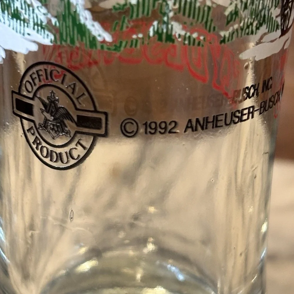 VTG 1992  Budweiser Collectible Tall Flute Pilsner Beer Glass Clydesdale Holiday